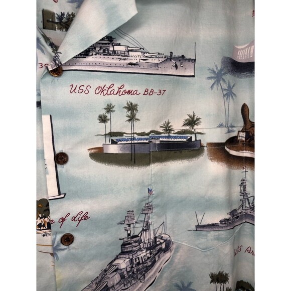 Vintage Kalaheo Hawaiian Shirt Mens 3XL Pearl Harbor USS Arizona WW2 Hawaii USA - Picture 9 of 11